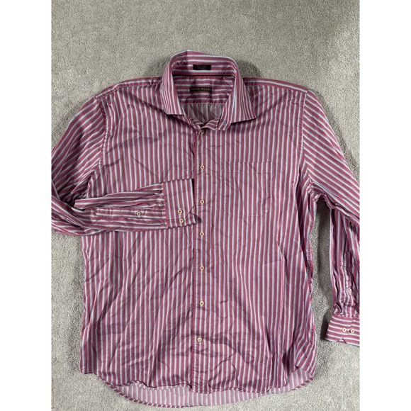 Peter Millar Mens Shirt‎ Button Down Reddish White Stripe Long Sleeve Size XL - Picture 3 of 7